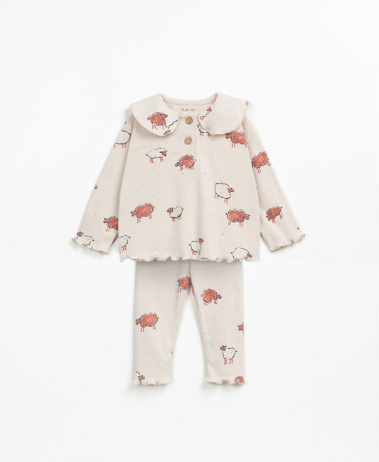 Pijama din rib imprimat