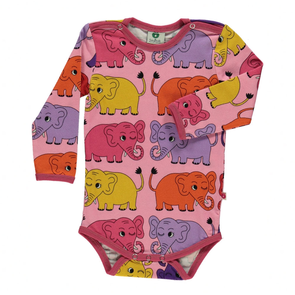 Body cu mânecă lungă cu elefanți multicolori