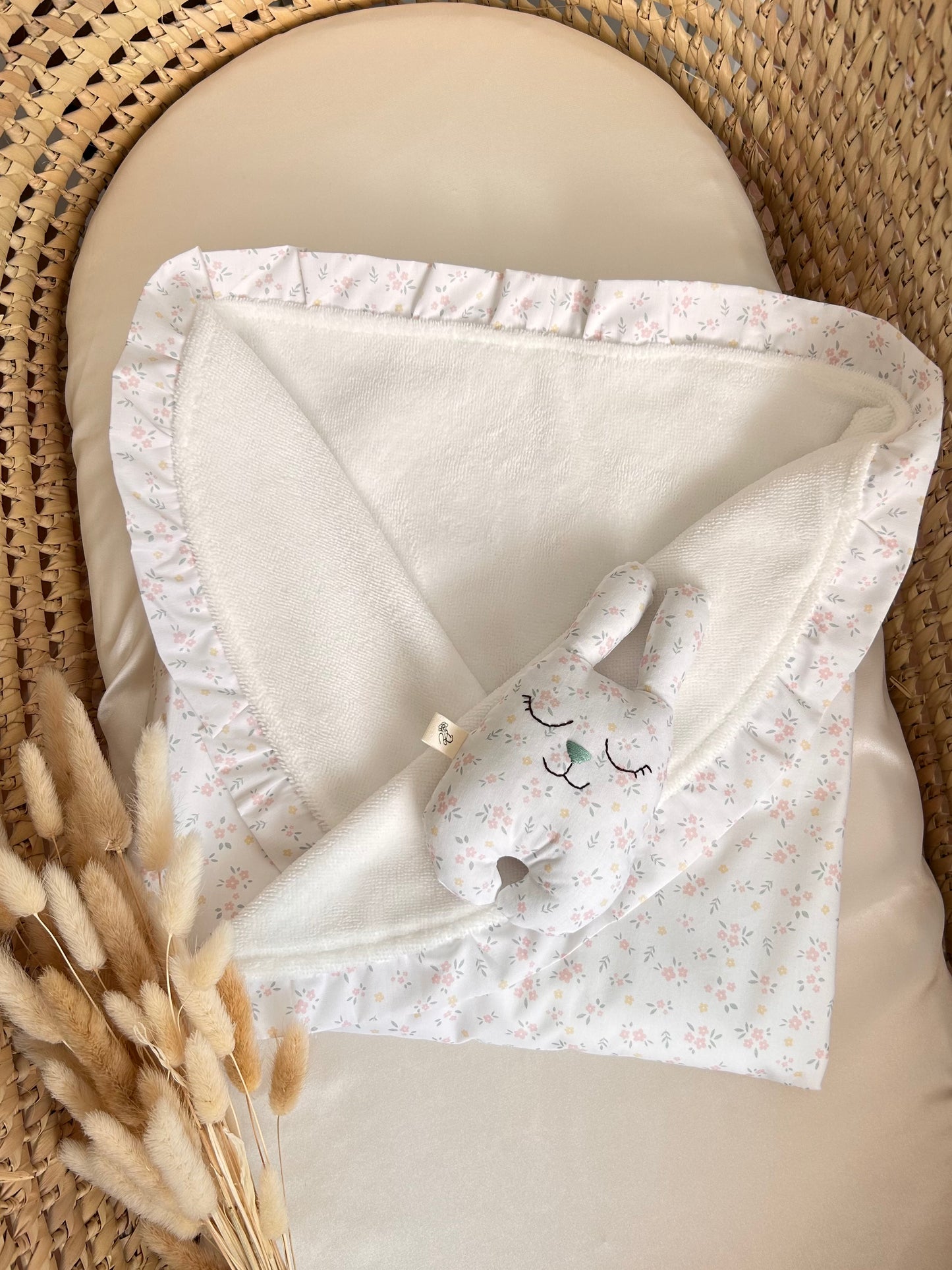 Păturică bebe din muselină și bambus „Flori delicate”
