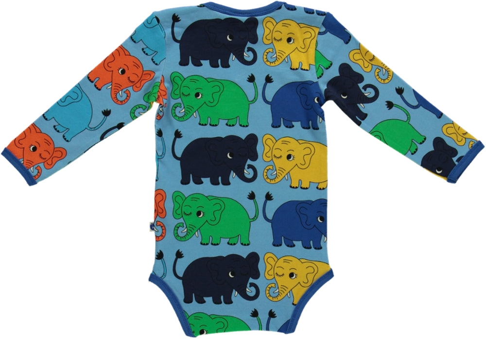 Body cu mânecă lungă cu elefanți multicolori