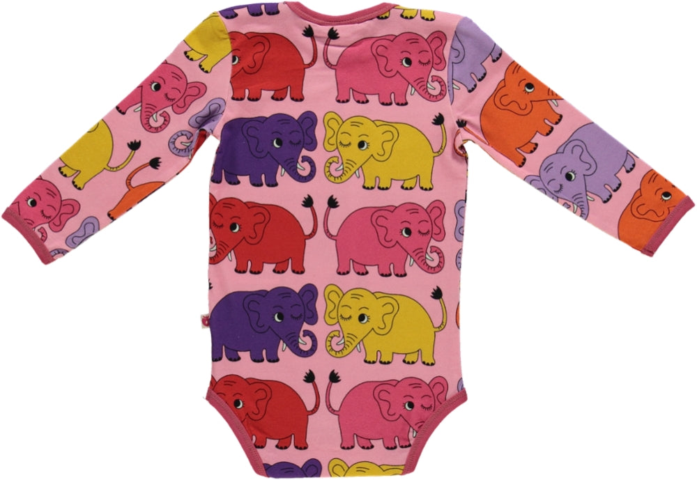 Body cu mânecă lungă cu elefanți multicolori